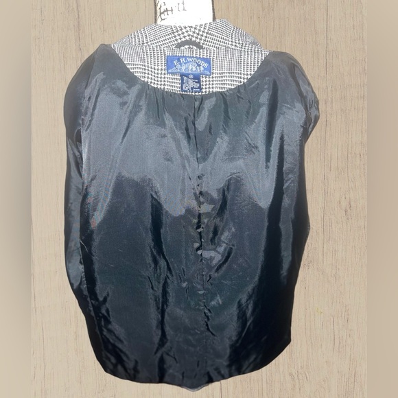 Vintage Classic E.H. Woods houndstooth plaid wool blazer sz 14 - Picture 3 of 12